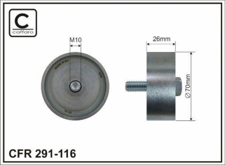 70x10x26 Ролик натяжний Hyundai ix35, Sonata, KIA Carens III, Magentis 2.0/2.4 01.05- CAFFARO 291-116 (фото 1)