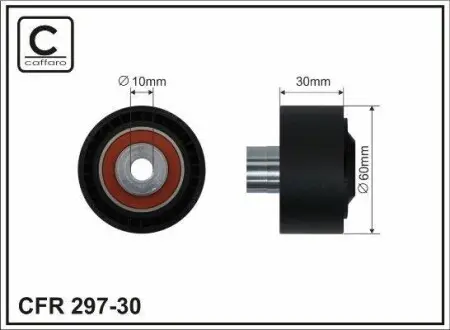 Ролик ремня приводного Citroen Berlingo, C2, C3, C4, Jumpy, Nemo Fiat Scudo Peugeot 1007, 207, 307, 407, Bipper, Expert, Partner 1.4 16V-1.6HDi CAFFARO 297-30