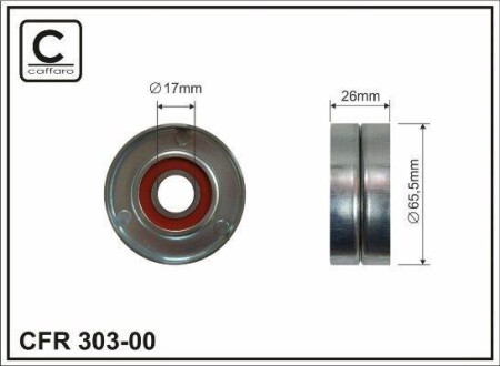 65,5x17x26 metal Ролик паска приводного Mitsubishi, Nissan, Opel, Renault, Volvo 1,9DCI 01- CAFFARO 303-00