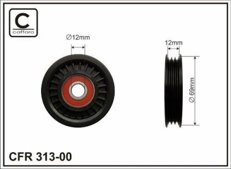 69x12x12,5 Ролик паска приводного Nissan Micra, Nota 1,2-1,4 02- CAFFARO 313-00