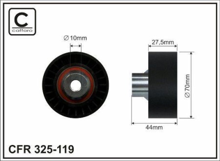 70x10x27 Ролик паска приводного Peugeot 207/307 1.4/1.6YHdi CAFFARO 325-119