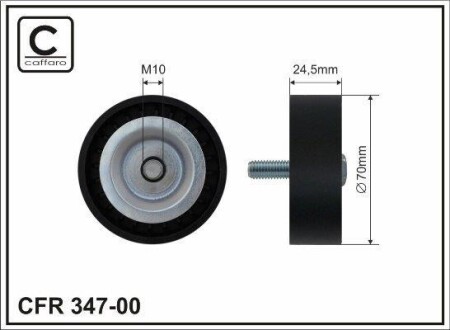 70x10x25 Ролик паска приводного Citroen Crosser, Dodge Caliber, Mitsubishi Outlander II 1.8/2.0/2.4 06.06- CAFFARO 347-00