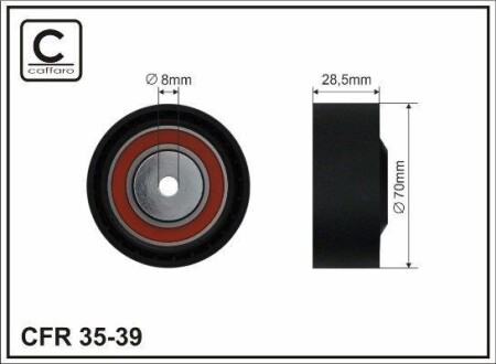 70x8x28,5 Ролик паска приводного BMW E32,E31,E34,E38 87- 11 28 1 731 2 CAFFARO 35-39