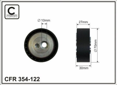 70X10X27.5 Ролик паска приводного PSA Berlingo/Jumpy/Scudo/406/605/Expert/Partnet 1.8D/1.9D/TD/2.0Hdi 1996- CAFFARO 354-122