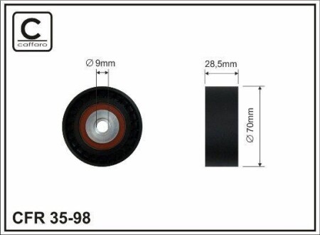 70,5x9x28,5 Ролик паска приводного BMW 535I/540 E39 96.04-, 735I/740 E38 96.01- CAFFARO 35-98