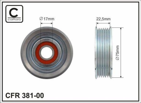 75x17x22,5 Ролик паска приводного Mazda 2/3 1.4, 1.6 03- CAFFARO 381-00