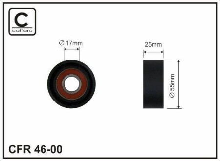 54x17x26 Ролик паска приводного Ford/Citroen/Peugeot 1.4/1.6HDi 01- CAFFARO 46-00