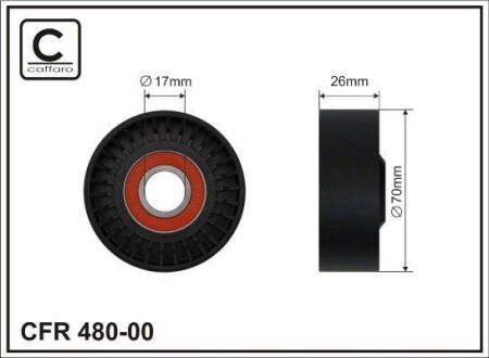 70x17x26 Ролик натяжника паска BMW X5 (E70)/X6 (E71) 3.0D 07- CAFFARO 480-00 (фото 1)