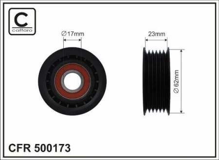 60x17x23 Ролик паска приводного Volvo: S60 II, S80 II, V40, V60 I, V70 III CAFFARO 500173