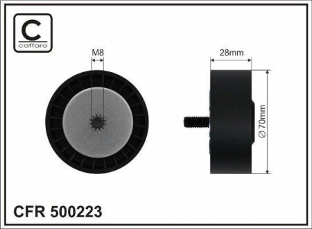 70x8x28 Ролик паска приводного Mitsubishi Lancer/Outlander 2.0D-DI 07- CAFFARO 500223