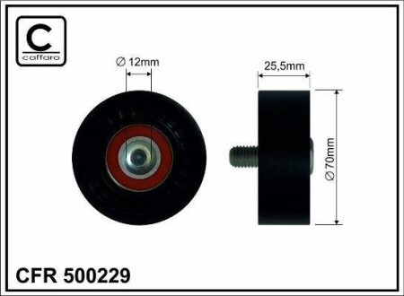 70X12X25.5 Ролик паска приводного Opel Astra, Meriva, 1,7CDTI, 09- CAFFARO 500229