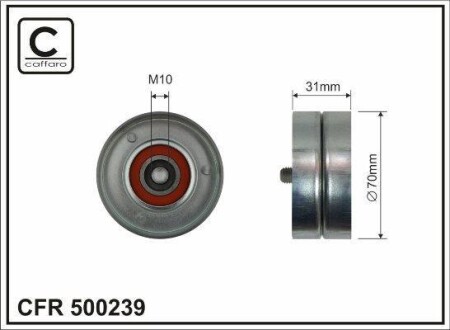 70x10x31 Ролик паска приводного Mazda 3, 5, 6, CX-7 2.0-2.2 CAFFARO 500239