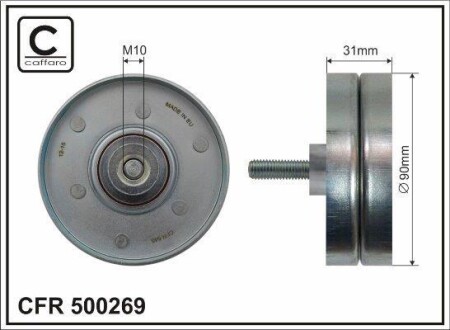 90x10x29,5 metal Ролик паска приводного Ford 1.8TDCI 99- + AC CAFFARO 500269 (фото 1)