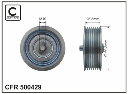 69,8x10x26,5 Ролик паска приводного Nissan 350 Z (Z33) 05-/GT-R (R35) 09- CAFFARO 500429