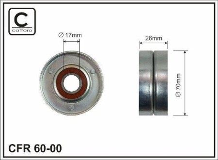 70x17x26 metal Ролик паска приводного Opel Astra 1,8/2,0->9 CAFFARO 60-00