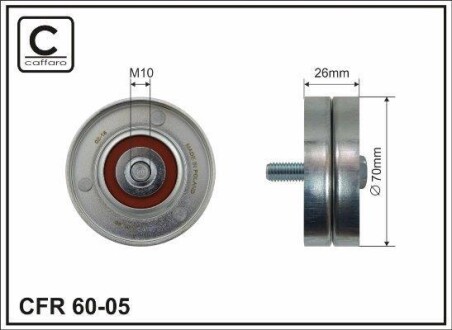 70x10x25 metal Ролик паска приводного Chrysler Voyager 2.5 CRD/Jeep Cherokee 00- CAFFARO 60-05