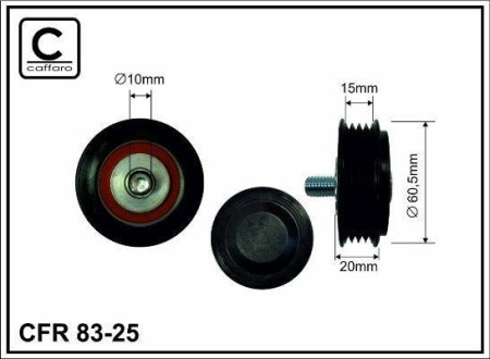 64x10x19 plastic Ролик паска приводного (без кронштейна) VW Passat 1.9 TDI 00- CAFFARO 83-25