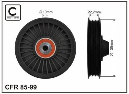 109x10x26.5 Ролик паска приводного Opel Astra 2.0DI 98.09- X20DTL/DTH CAFFARO 85-99