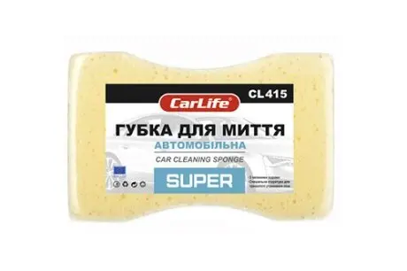 Губка для миття авто з вел.порами Super 195x130x70mm, жовта (10х10) CarLife CL-415