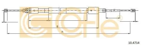 Трос ручного гальма задній Л/ П Citroen C3 I (FC_) 2002/02- COFLE 10.4714