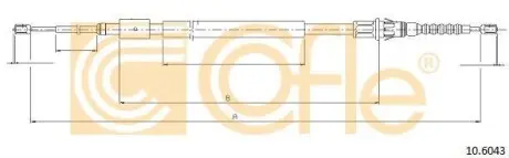 Трос ручного гальма задній Л/П PSA C4/307 Berlina 02- 2035/1183 COFLE 10.6043