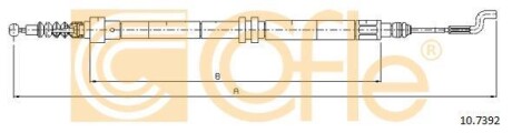 Трос ручного гальма зад. Л/П VW T4/Caravelle/Multivan DS1,9-2,4-2,5 ch >70W120000 97- (дискові гальма) 949/715 COFLE 10.7392 (фото 1)