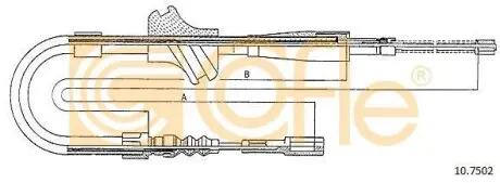 Трос ручного гальма задній правий Audi 80/90 78-88 (барабанні гальма) 1150/415 COFLE 10.7502