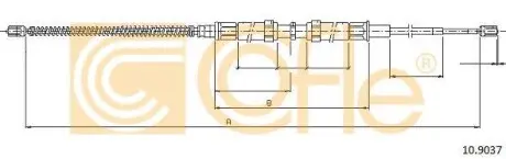 Трос ручного гальма задній Л/П (1620мм) Skoda Octavia I 1.4/1.6/1.9D 09.96-12.10 COFLE 10.9037