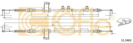 Трос ручного гальма задній Ford Fiesta 2009- 1360/1195+ 1325/1165 COFLE 11.5463
