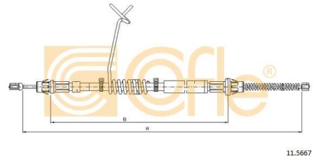 Трос ручника лiвий Ford Transit 4/00- L 1648 COFLE 11.5667