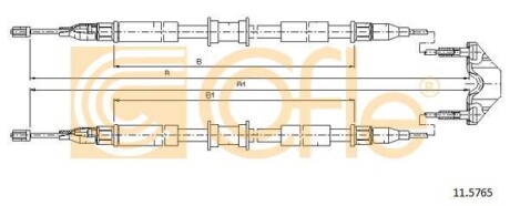 Трос ручного гальма зад.(барабан) Opel Combo 1.4-1.7 CDTI 16V 10.01- COFLE 11.5765