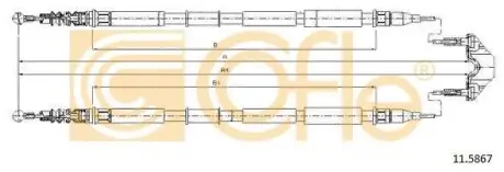 Трос ручного гальма задній L 1774/1749 Opel Zafira 1.6/1.8/2.0/2.2/1.7CDTi/1.9CDTi 05> COFLE 11.5867