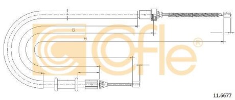 Трос стояночного гальма лівий Renault Kangoo 1.5 dCi 97-/Nissan Kubistar 1.5 dCi 03- COFLE 11.6677 (фото 1)