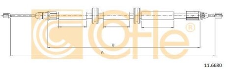 Трос ручного гальма Renault Kangoo Express 1.9 dCi 03-06 (F9Q 790) COFLE 11.6680 (фото 1)