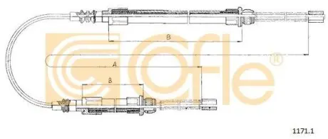 Трос ручного тормоза ж/ч Fiat Ducato 81-94 COFLE 1171.1