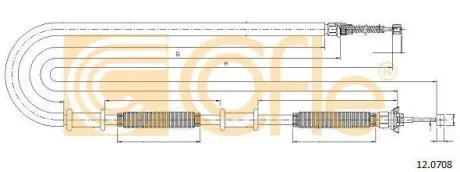 Трос ручного гальма задній правий Fiat Doblo 1.2-1.9 JTD 01- COFLE 12.0708