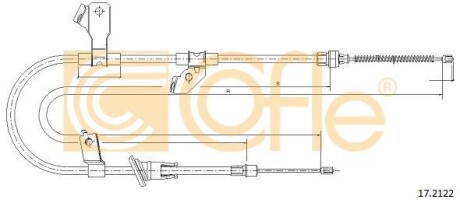 Трос ручного тормоза зад. Л Mitsubishi Colt 04- COFLE 17.2122