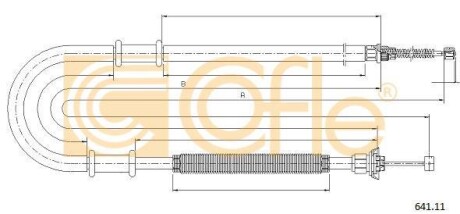 Трос ручного тормоза зад. левый Fiat Doblo 01- COFLE 641.11