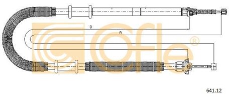 Трос ручного тормоза правый Fiat Doblo 1.2-1.9JTD 03.01- COFLE 641.12