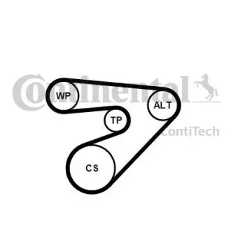 Комплект привідного пасу (ремінь+ролики) Contitech 6PK1453K2