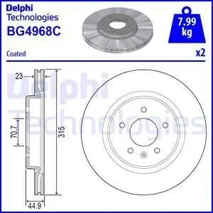 Гальмiвний диск Delphi BG4968C