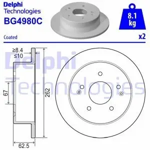 Гальмiвний диск заднi Delphi BG4980C