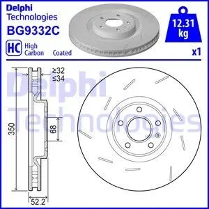 Гальмiвний диск переднiйй правий Delphi BG9332C
