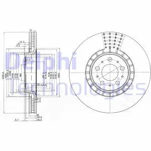 Гальмiвнi диски фарбованi Delphi BG9783C (фото 1)