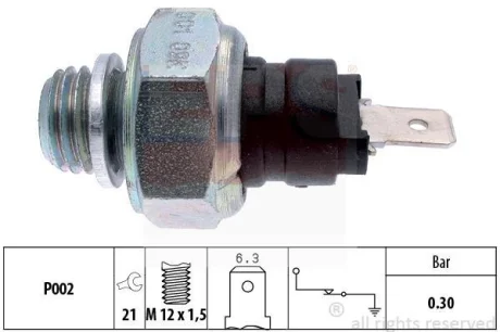 Датчик тиску оливи Seat Ibiza 0.9-1.2 84-93/Fiat Panda 0.7-1.0 80-04 (M12x1.5) EPS 1.800.001