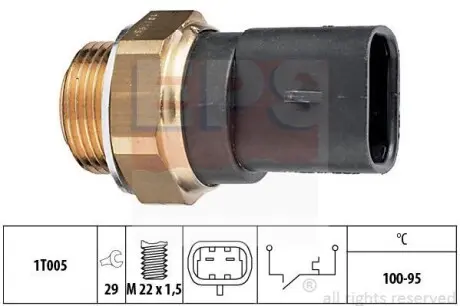 Датчик включення вентилятора (100-95°C) Opel 88- EPS 1.850.117