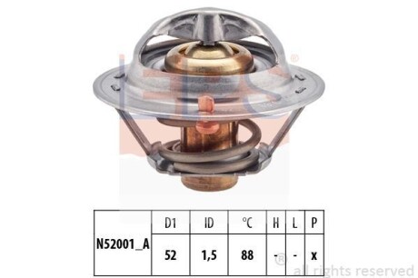 Термостат 88°C Honda Civic I Kia Sephia, Shuma, Shuma II Mazda 121 I, 121 II, 323 C V, 323 F V, 323 F VI, 323 II 1.1-3.0 05.80-12.07 EPS 1.880.266S (фото 1)