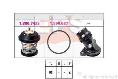 Термостат вставка+прокладка+фланець VAG 1.8TSI/2.0FSI/TFSI 2004- EPS 1.880.799K (фото 1)