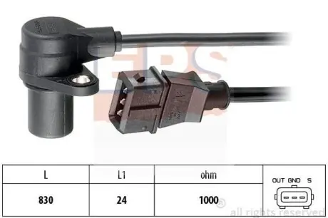 Датчик положення колінвалу Opel Astra G/H, Zafira A/B 2.0 Turbo/OPC 00- EPS 1.953.296
