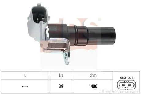 Датчик положения коленвала Opel Astra G/H, Corsa C, Meriva, Signum, Tigra, Vectra B/C, Zafira 1.8 16V 09.00- EPS 1.953.327